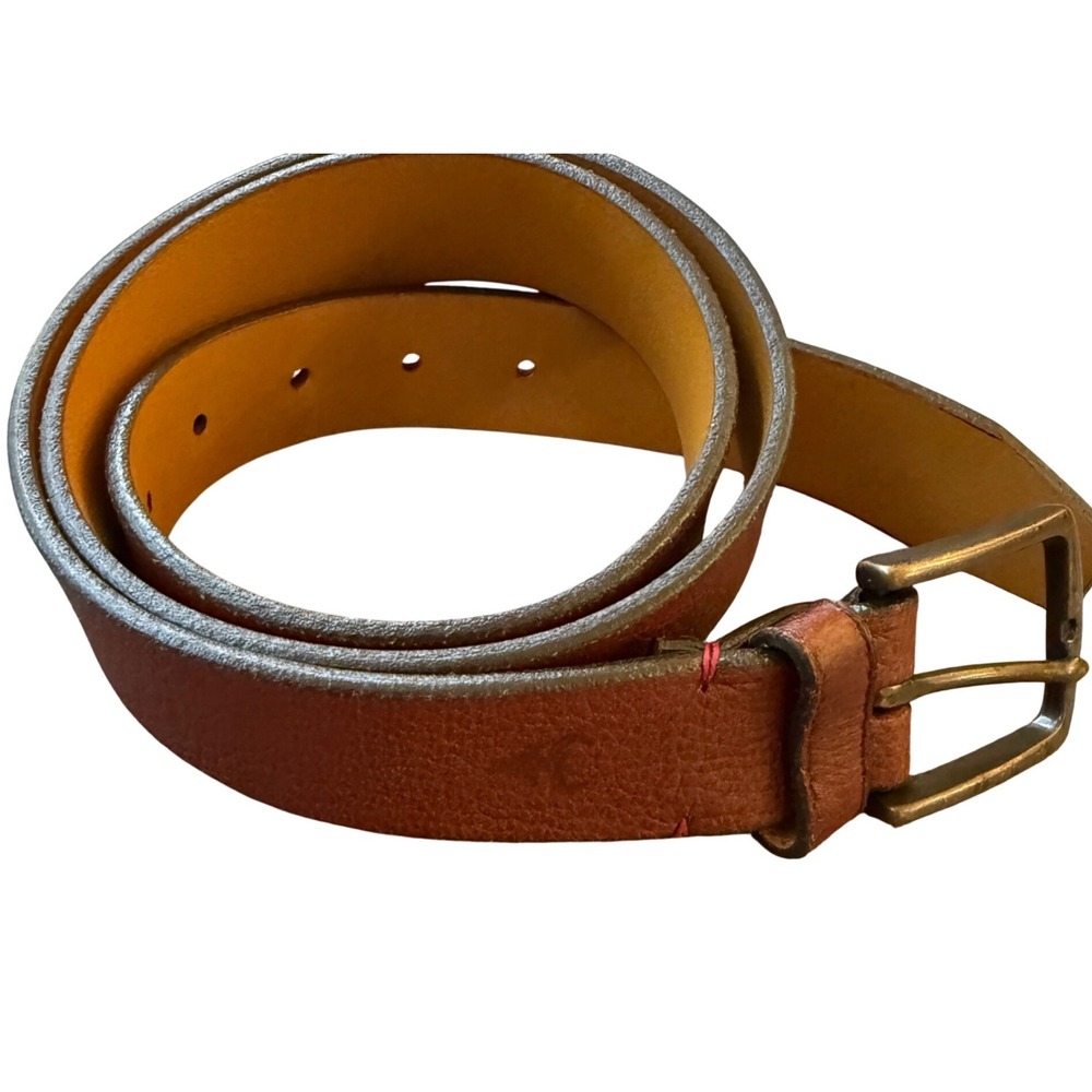 Trask Brown Leather Belt Made in USA Brass Buckle Mens Size 36-40 Casual